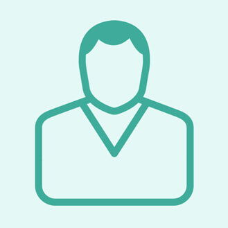 Dr. med. Alexander The Stilisiertes grünes Person-Symbol mit kurzen Haaren und V-förmigem Kragen auf hellgrünem Hintergrund