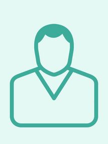 Stilisiertes grünes Person-Symbol mit kurzen Haaren und V-förmigem Kragen auf hellgrünem Hintergrund